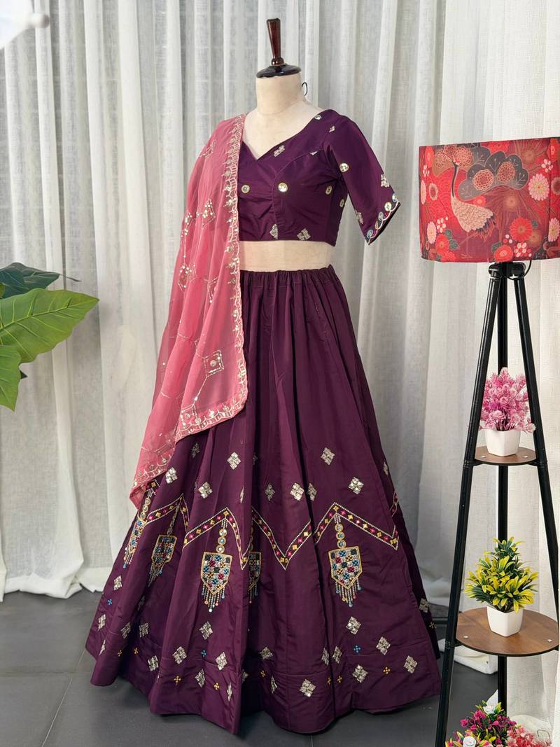Buy Purple  Lehenga Choli Online- Full stitched free size