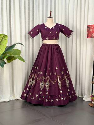 Buy Purple  Lehenga Choli Online- Full stitched free size 3
