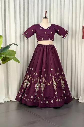 Buy Purple  Lehenga Choli Online- Full stitched free size