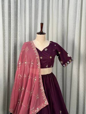 Buy Purple  Lehenga Choli Online- Full stitched free size 4