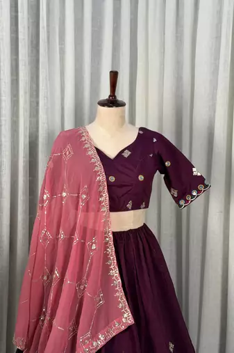 Buy Purple  Lehenga Choli Online- Full stitched free size