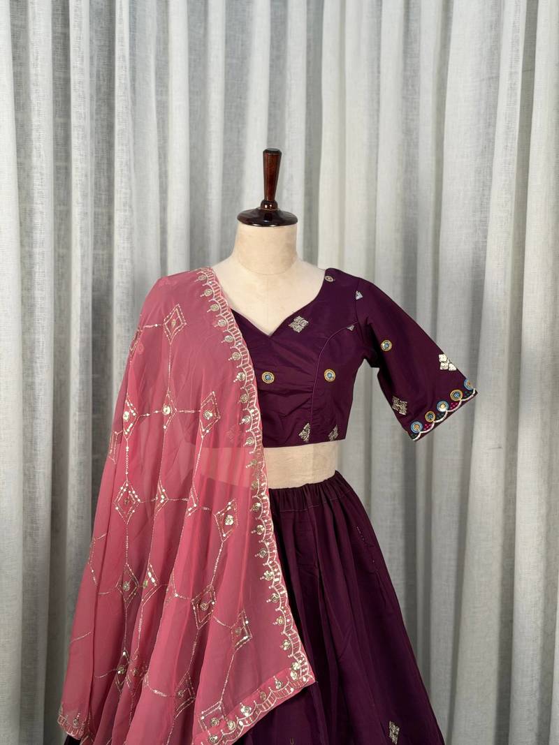 Buy Purple  Lehenga Choli Online- Full stitched free size