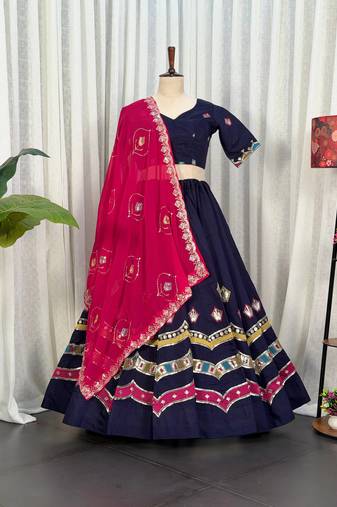  Navy Blue Chaniya Choli for Navratri- Full stitched free size