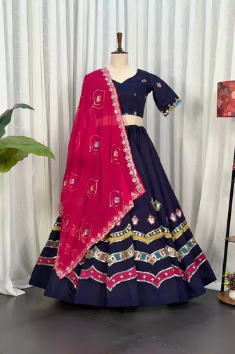  Navy Blue Chaniya Choli for Navratri- Full stitched free size