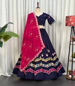  Navy Blue Chaniya Choli for Navratri- Full stitched free size