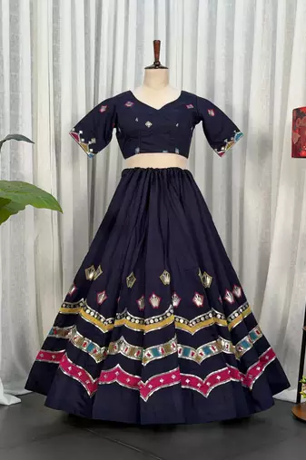  Navy Blue Chaniya Choli for Navratri- Full stitched free size