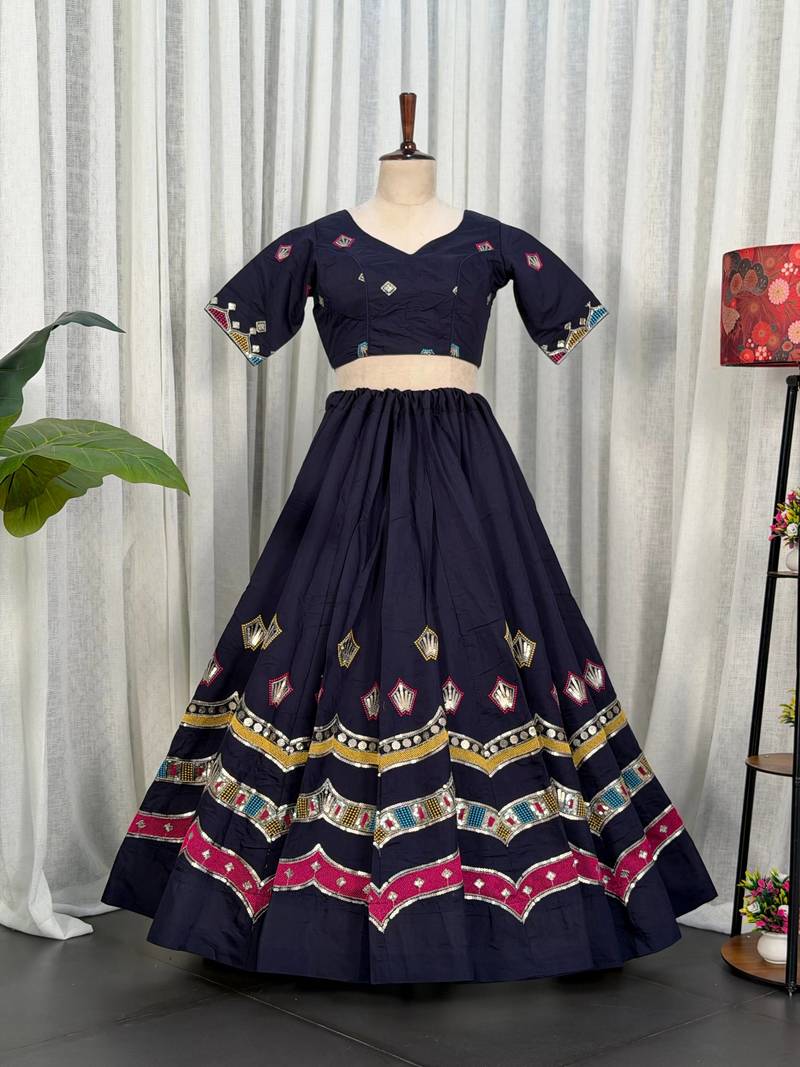  Navy Blue Chaniya Choli for Navratri- Full stitched free size