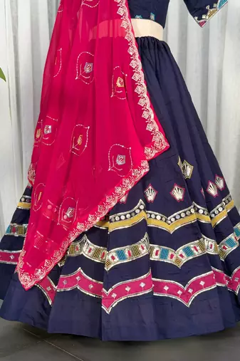  Navy Blue Chaniya Choli for Navratri- Full stitched free size