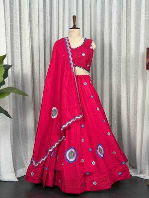 Rani Pink  Lehenga Choli- Full stitched free size 1
