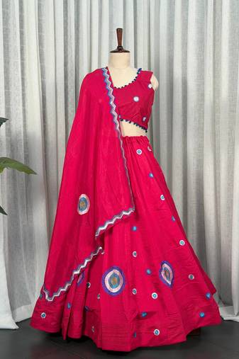 Rani Pink  Lehenga Choli- Full stitched free size