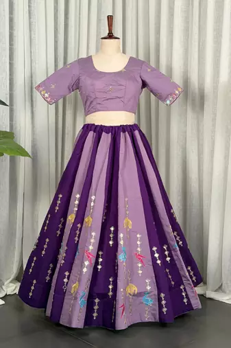  Purple Lehenga Choli for Navratri- Full stitched free size