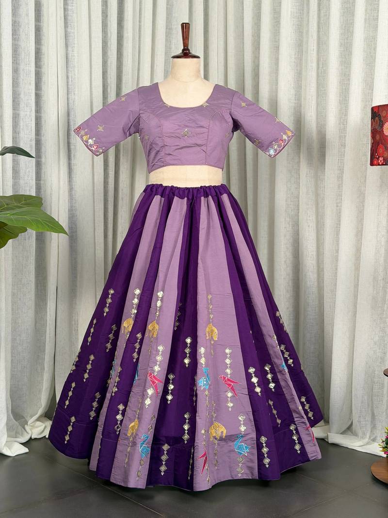  Purple Lehenga Choli for Navratri- Full stitched free size