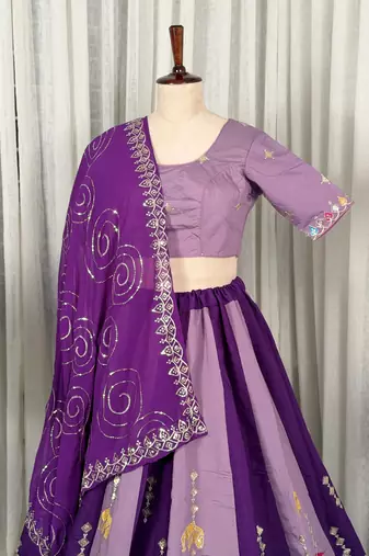  Purple Lehenga Choli for Navratri- Full stitched free size