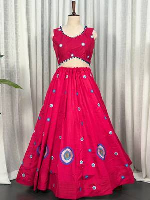 Rani Pink  Lehenga Choli- Full stitched free size 3
