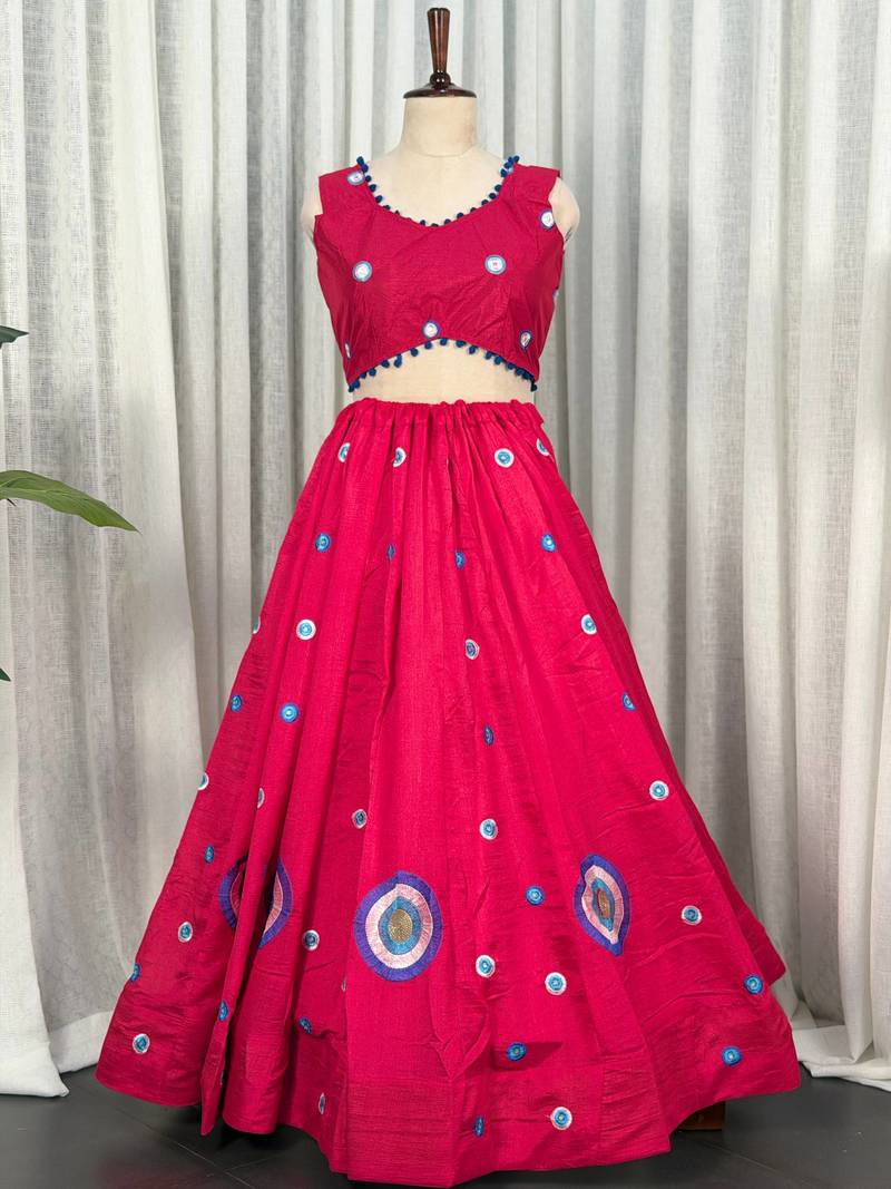 Rani Pink  Lehenga Choli- Full stitched free size