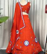  Rust Orange Lehenga Choli Set- Full stitched free size