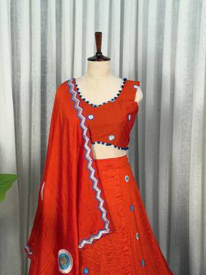  Rust Orange Lehenga Choli Set- Full stitched free size 3