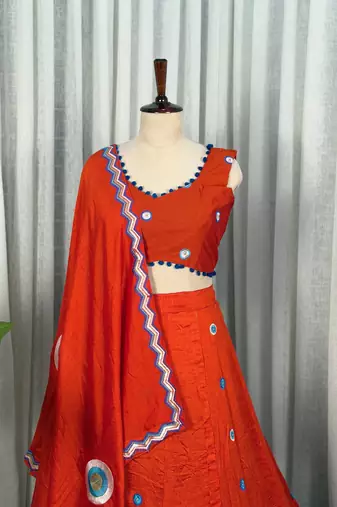  Rust Orange Lehenga Choli Set- Full stitched free size