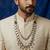 Maroon antique gold-plated agate stone kundan mala for men