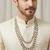 Pista antique gold-plated agate stone kundan mala for men