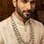 White antique gold-plated agate stone kundan mala for men