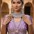 Purple 2-layer bridal jewelry set with earrings, maang tikka, pasha, nath & panja | rhodium plated
