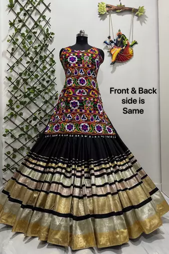 Multicolor Gamthi Work Lehenga Kurti Set