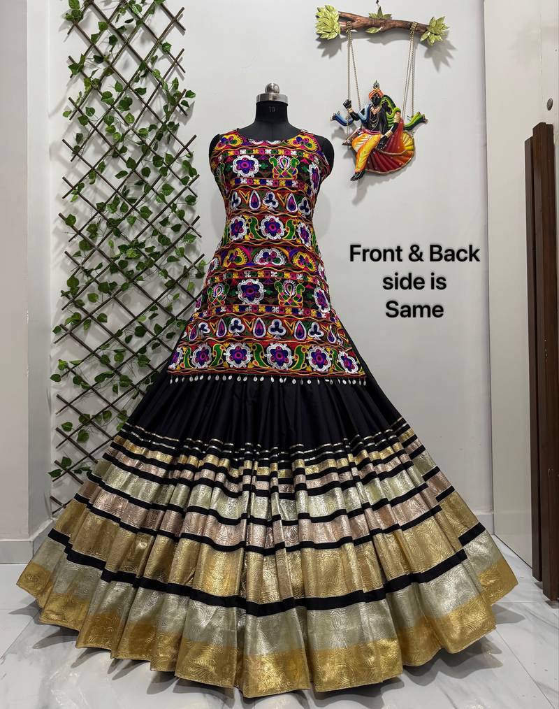 Multicolor Gamthi Work Lehenga Kurti Set