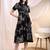 Black rayon fit &flared floral printed casual kurta for women