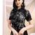 Black rayon fit &flared floral printed casual kurta for women