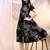 Black rayon fit &flared floral printed casual kurta for women