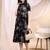 Black rayon fit &flared floral printed casual kurta for women