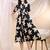 Black rayon fit &flared floral printed casual kurta for women