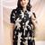 Black rayon fit &flared floral printed casual kurta for women