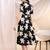 Black rayon fit &flared floral printed casual kurta for women