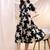 Black rayon fit &flared floral printed casual kurta for women