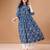 Blue rayon fit &flared floral printed casual kurta for women