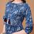 Blue rayon fit &flared floral printed casual kurta for women