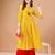 Yellow rayon fit &flared floral printed casual kurta for women