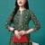 Green rayon fit &flared floral printed casual kurta for women