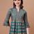 Teal rayon fit &flared floral printed casual kurta for women