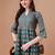 Teal rayon fit &flared floral printed casual kurta for women