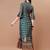 Teal rayon fit &flared floral printed casual kurta for women