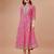 Pink rayon fit &flared floral printed casual kurta for women