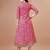 Pink rayon fit &flared floral printed casual kurta for women