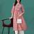 Peach rayon fit &flared floral printed casual kurta for women