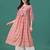 Peach rayon fit &flared floral printed casual kurta for women