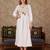 White rayon fit &flared thread work plain casual kurta for women