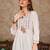 White rayon fit &flared thread work plain casual kurta for women