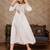 White rayon fit &flared thread work plain casual kurta for women